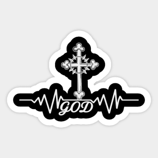 God Heartbeat Cross Christian Faith Pulse Sticker